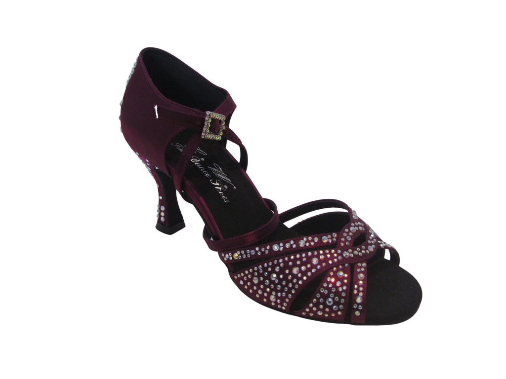 Women's Purple Satin with Crystals Salsa/Latin Shoes - 919-19