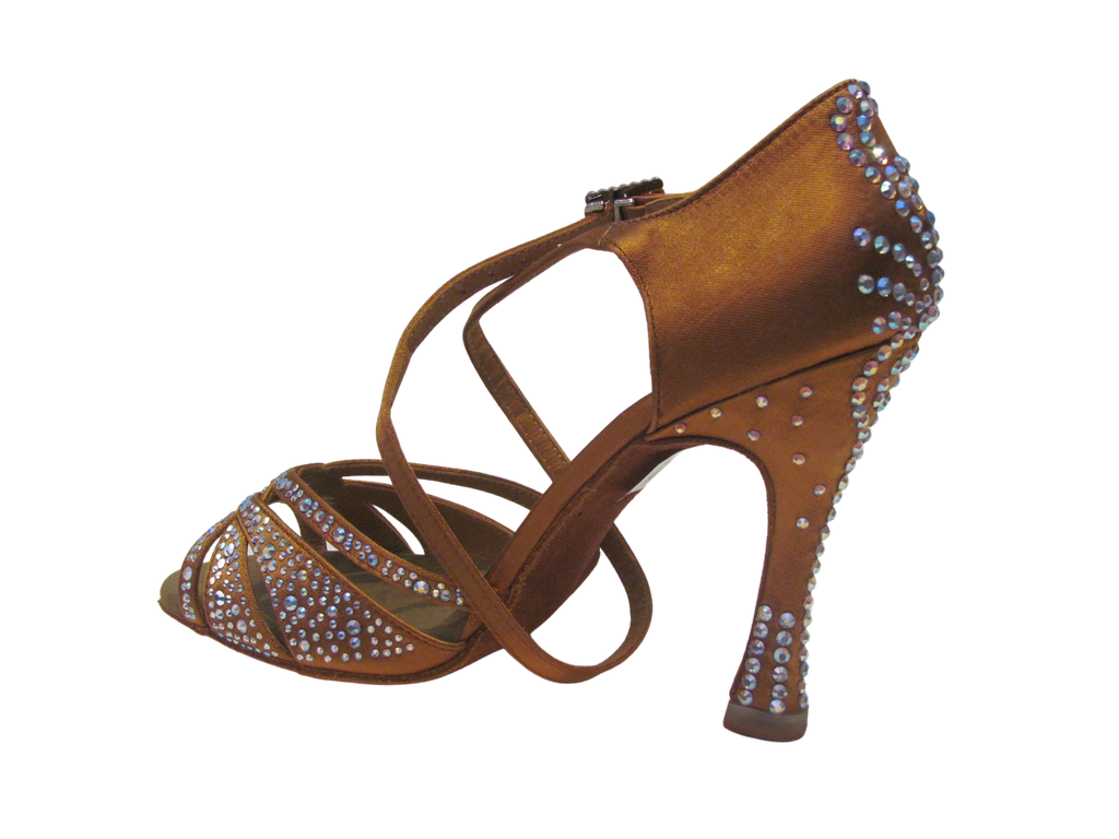 Women's Deep Tan Satin with Crystals Salsa/Latin Shoes - 919-13/919-19/919-25
