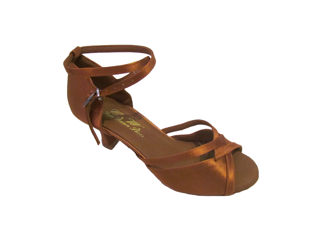 Women's Deep Tan Satin Salsa/Latin Shoes - 932-21