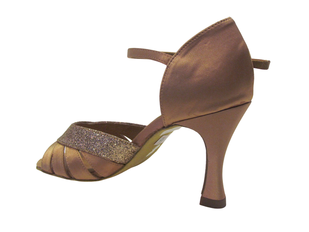 Women's Sparkle Gold with Tan Satin Salsa/Latin Shoes - 174505