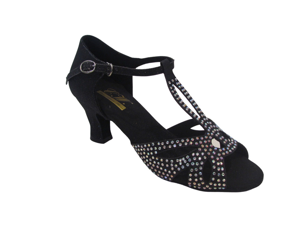 Women's 203 Black/Red/Silver/Tan Crystals Salsa/Latin Shoes - 203