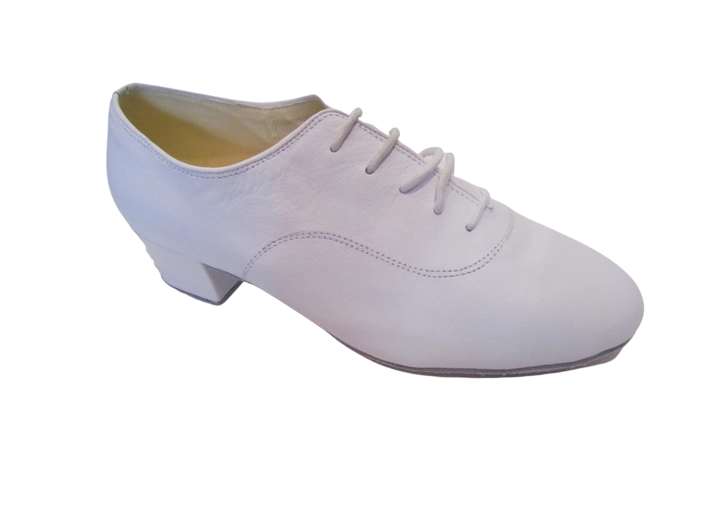 Men's White Leather Latin Shoes - 230106