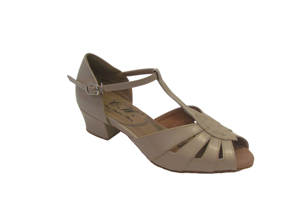 Women's Flesh/Tan Leather (PU) West Coast Swing Heel Shoes - 270218/270217