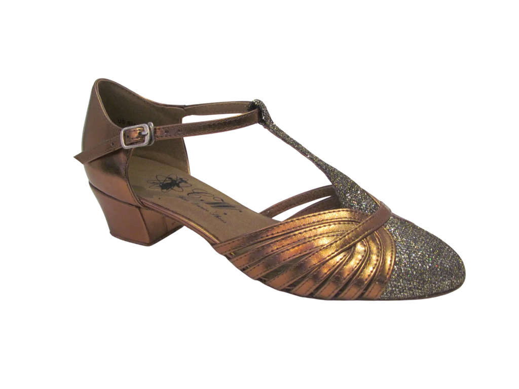 Women's Bronze with Silver Glitter Ballroom Shoes - 682906
