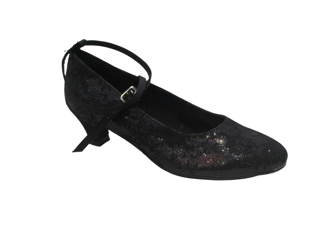 Women's Black Glitter Ballroom/Practice Shoes - 685304