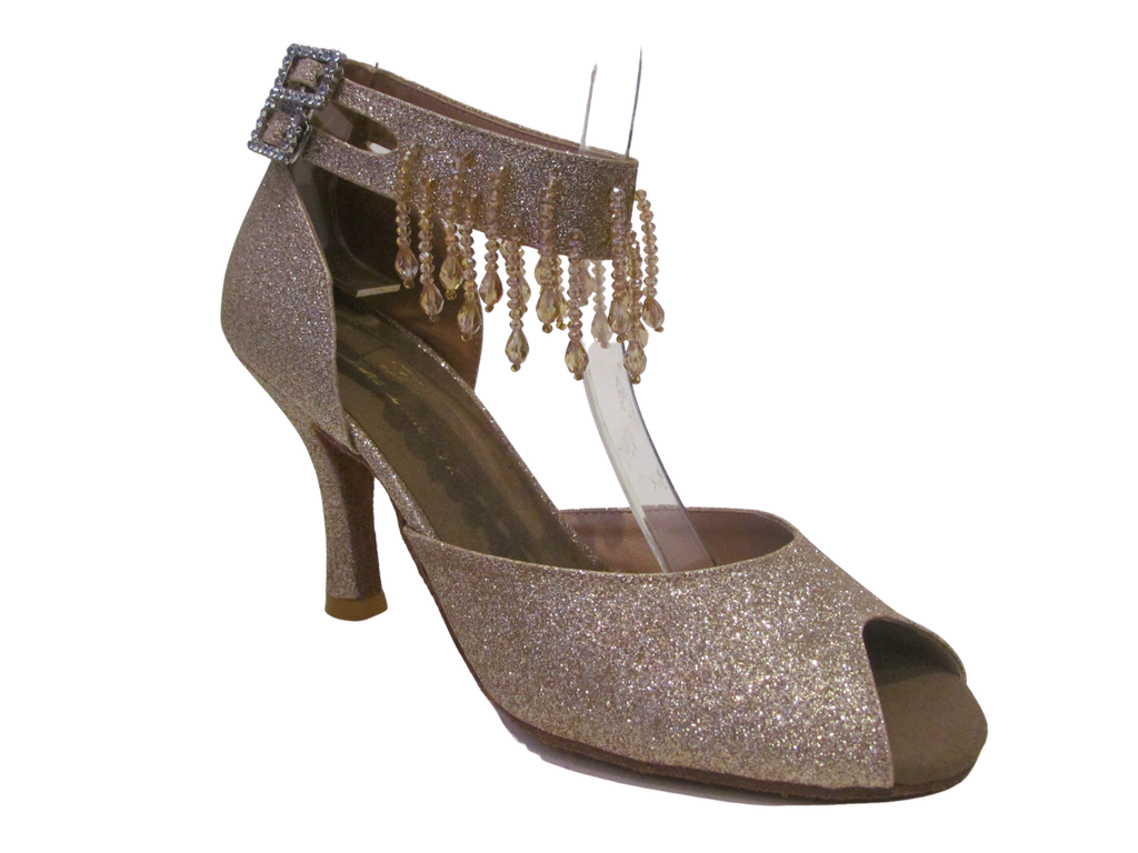Women's Gold Sparkle/Tan Satin Salsa/Latin Shoes - 737-23/737-26