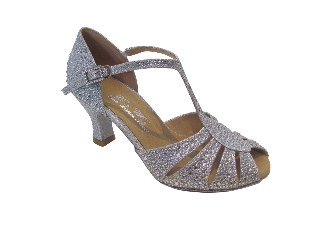 Women's Silver Sparkle with Crystals Salsa/Latin Shoes - 775