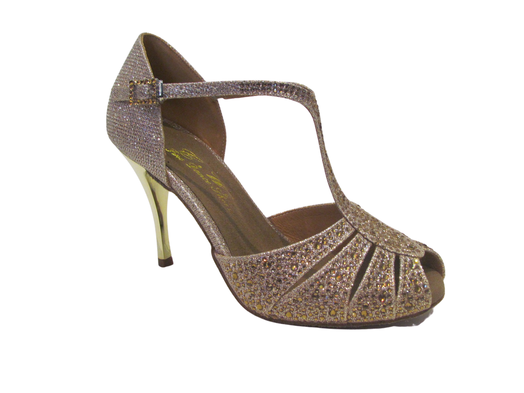 Women's Gold Sparkle with Crystals Salsa/Latin Shoes - 775