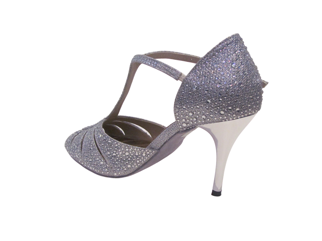Women's Silver Sparkle with Crystals Salsa/Latin Shoes - 775