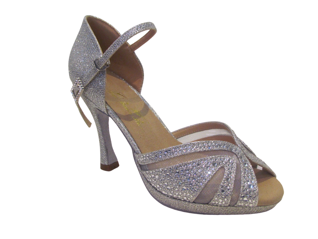 Women's Silver/Gold Glitter with Crystals Salsa/Latin Shoes - 837-25