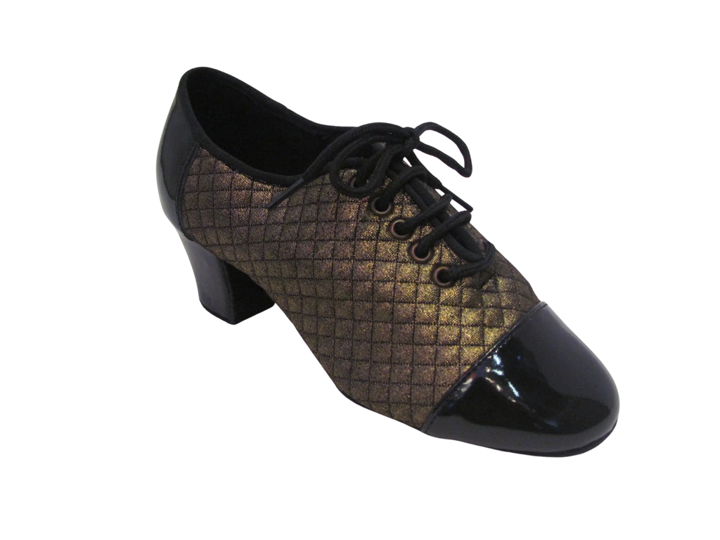 Women's Ultra Soft Black patent and Gold Satin Practice Shoes - T326 -B