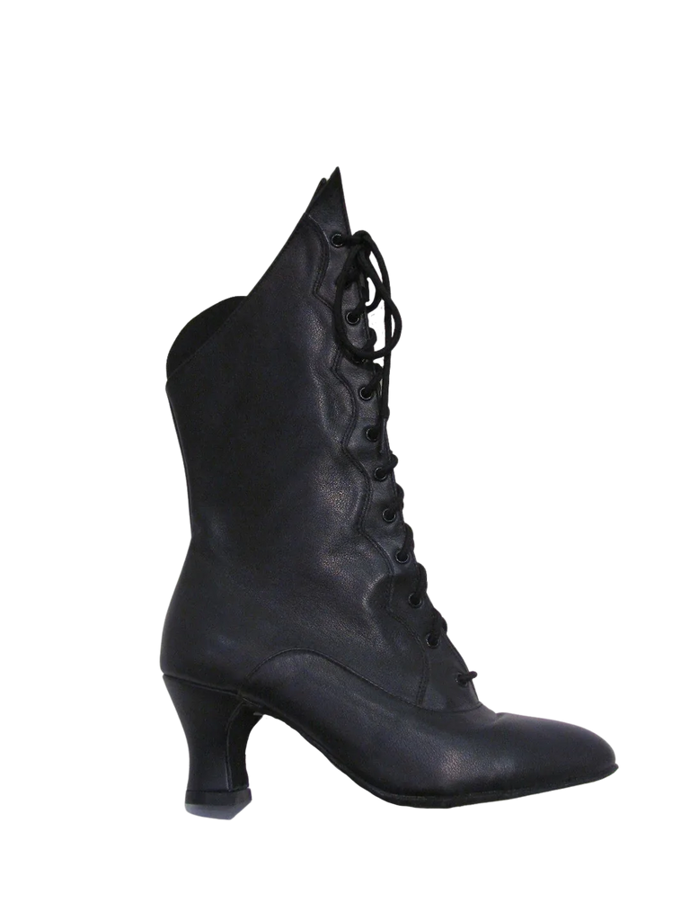 Women's Black Leather Slim High Heel Boots - T61