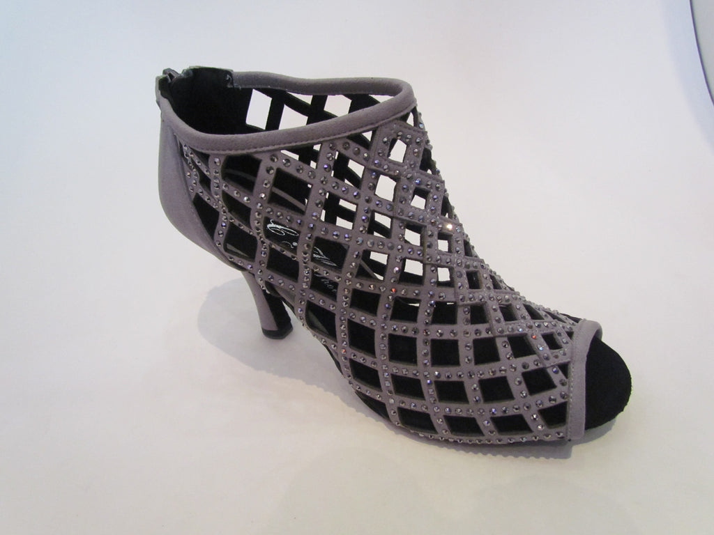 Women's Gray Velvet with Diamonds Salsa/Latin Shoes - 1008-13/1008-23/1008-28