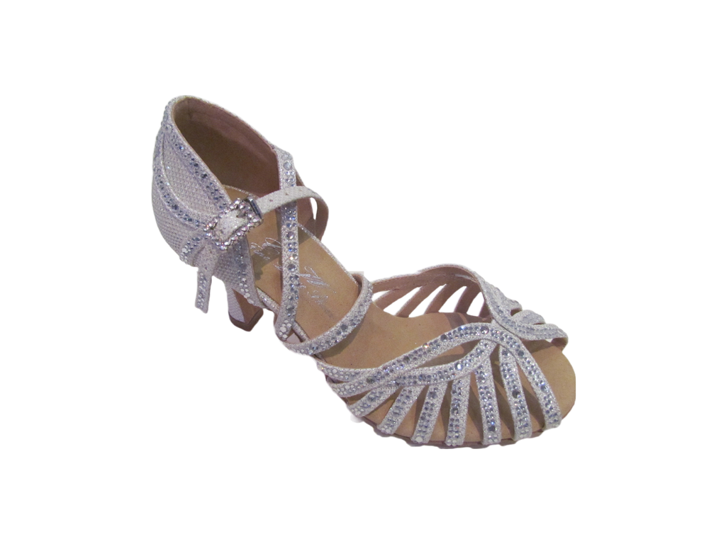 Women's White Satin with Crystals Salsa/Latin Shoes - 1114-13/1114-19/1114-28