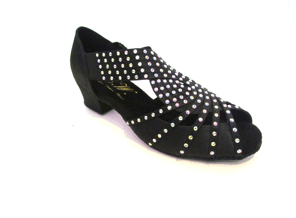 Women's Black Velvet Crystals Salsa/Latin Boot 179405