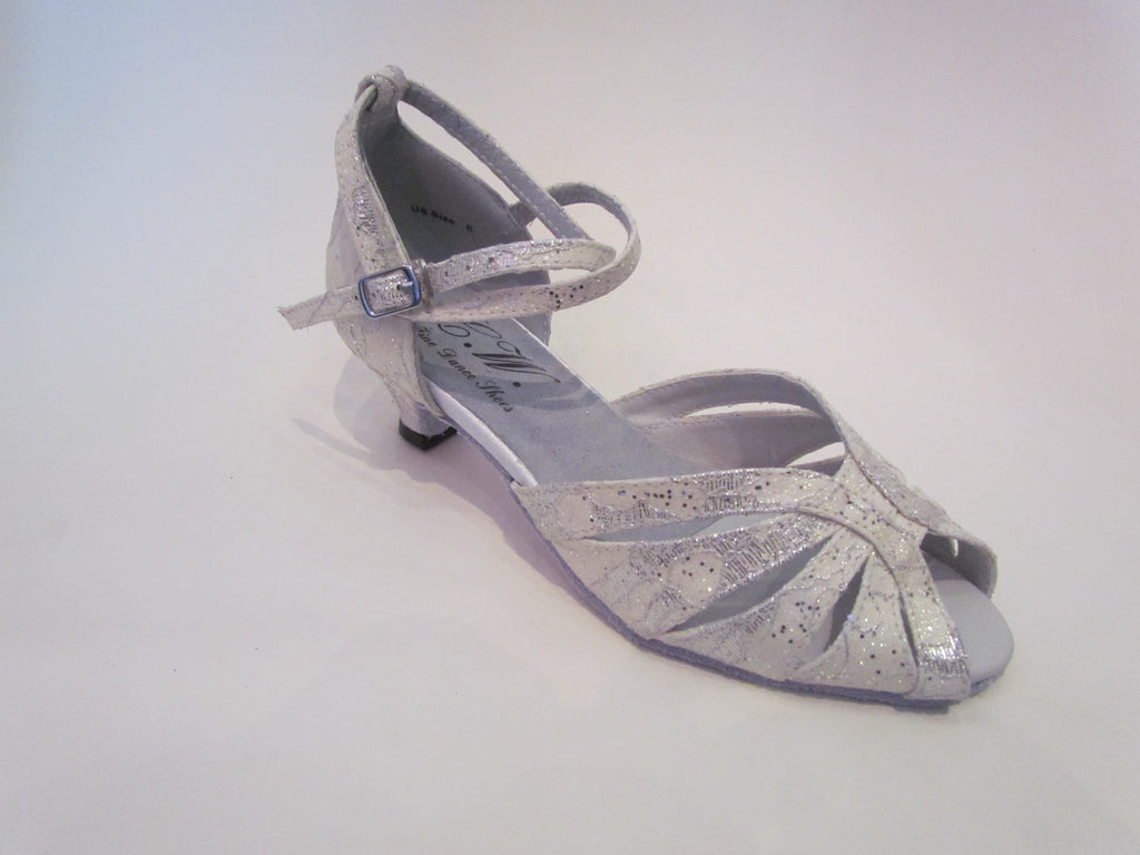 Women's White Satin with Glitter Salsa/Latin Shoes - 271313