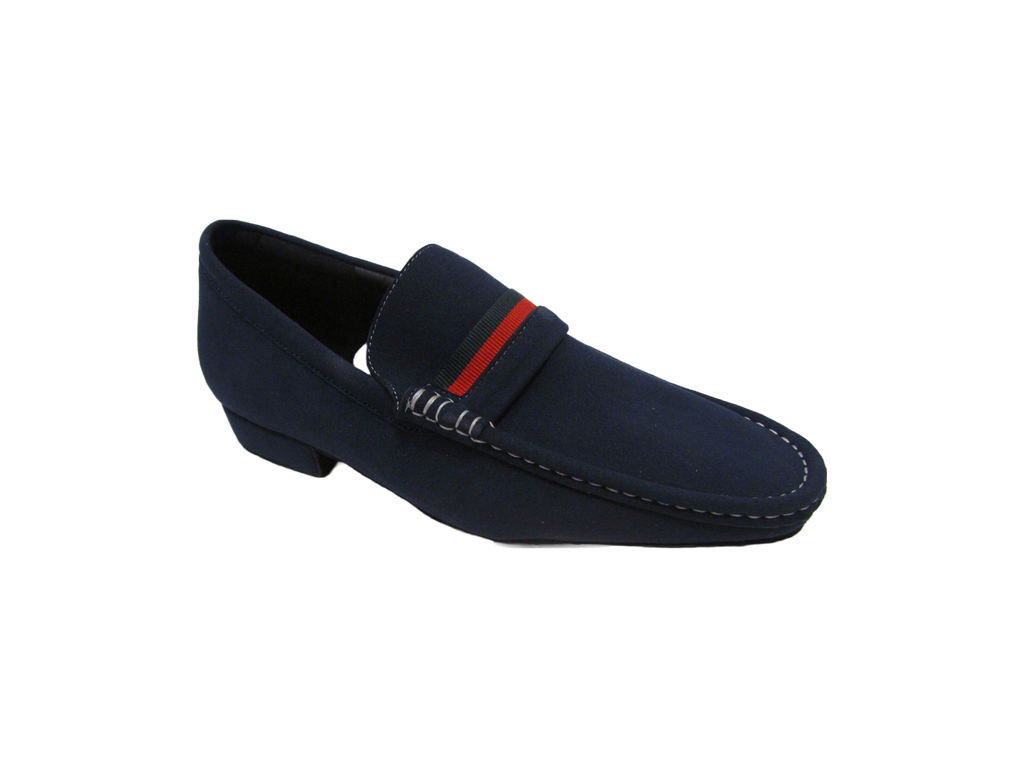 Men's Dark Blue Suede Leather Standard Shoes - 5024