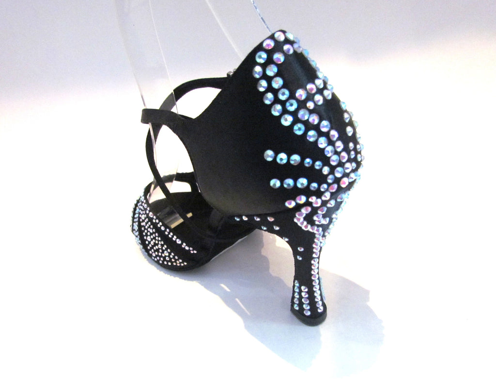 Women's Black Satin with Crystals Salsa/Latin Shoes 919-13 919-25