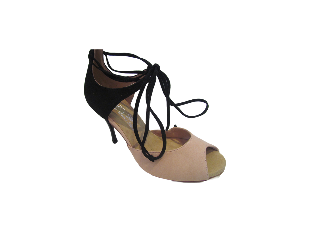 Women's Black and Pink Velvet Salsa/Latin Shoes - 928-28