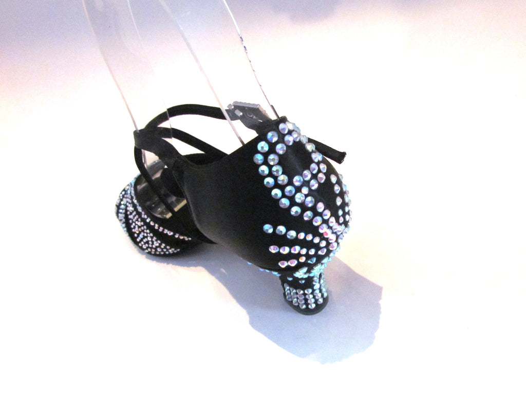 Women's Black Satin with Crystals Salsa/Latin Shoes 919-13 919-25