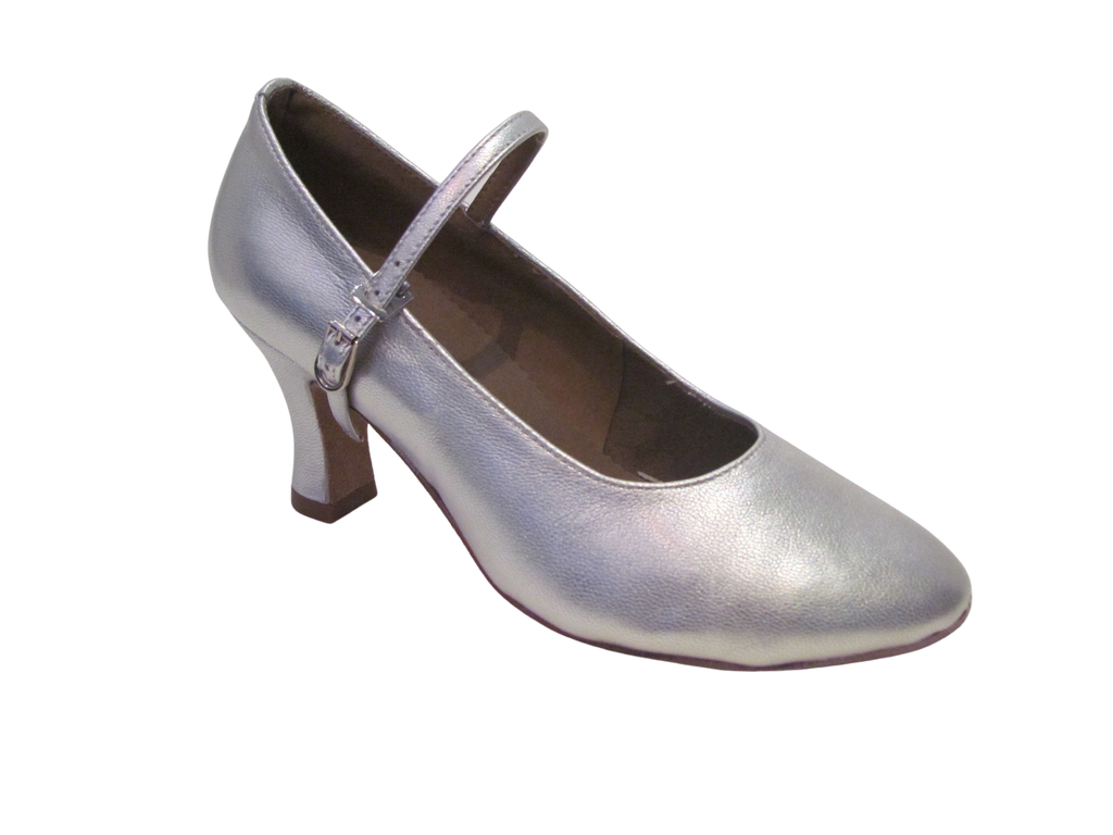 Women's Silver Leather Ballroom/Practice Shoes - 101