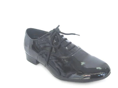Kid's Shiny Black Leather Standard Shoes - 250503B