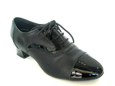 Men's Black Leather Latin Shoes - 230701