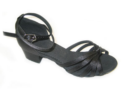 Women's Black Satin Latin Shoes - 3105-01