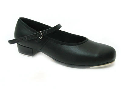 Women's Black Leather Metal Bottom Tap Dancing Shoes - 290101