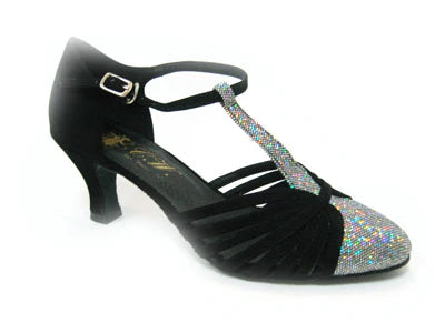 Women's Black and Silver Glitter Ballroom Shoes - 682907