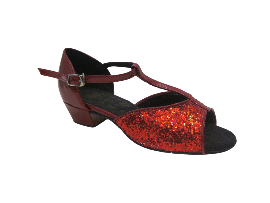 Kid's Red Sparkle Latin Shoes - 160903B
