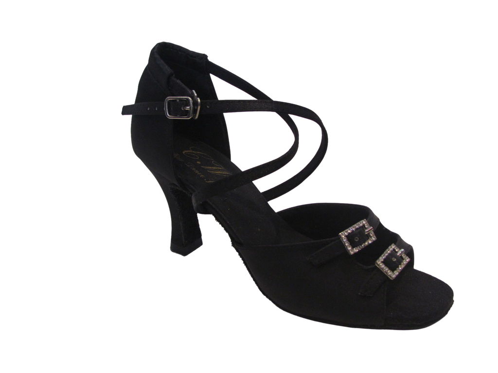 Women's Tan/Black Satin Salsa/Latin Shoes - 162501/162502