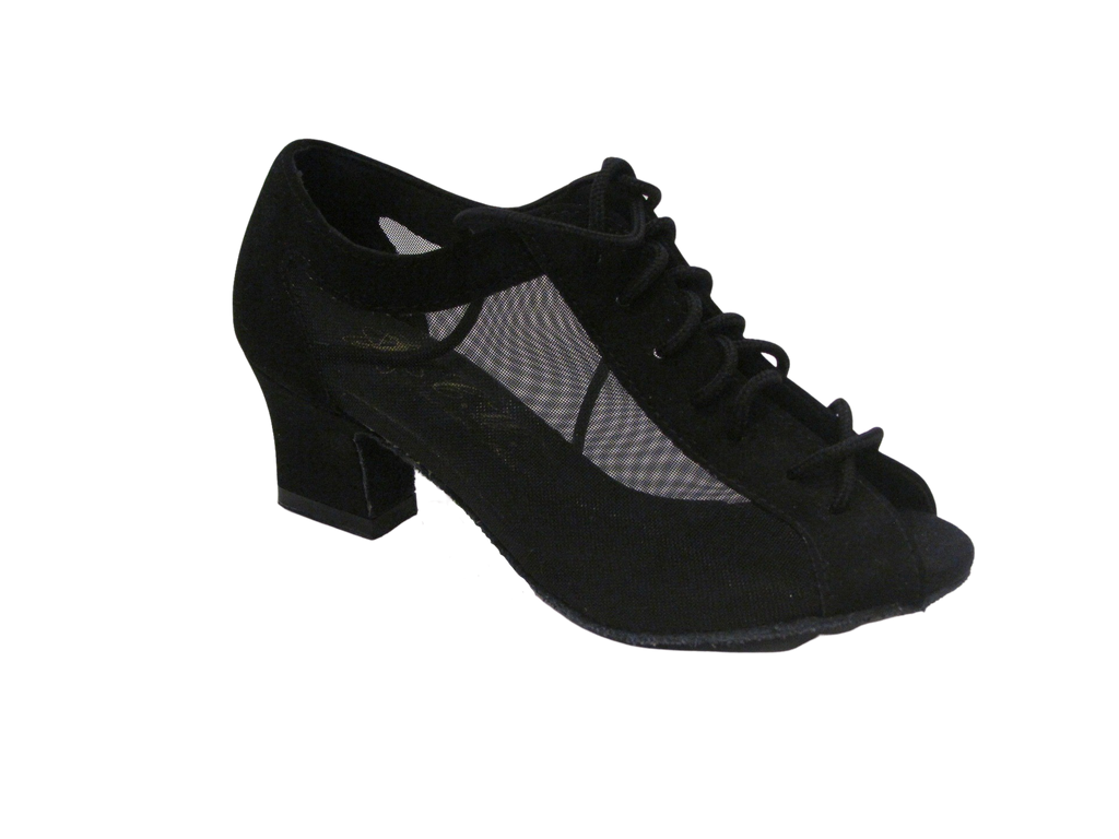 Women's Black Velvet with Mesh Practice Shoes - 164301