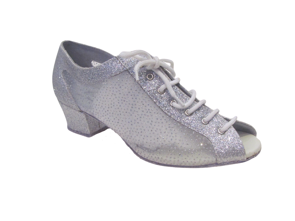Women's Silver Glitter with Mesh Ballroom/Practice Shoes - 164314