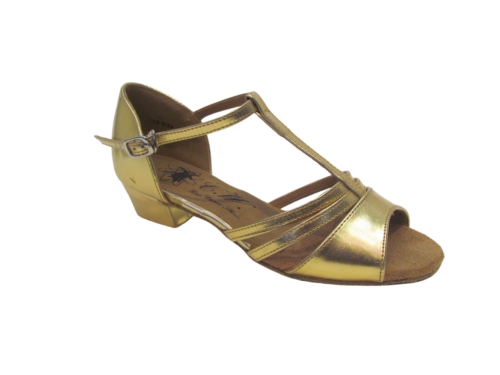 Kid's Metallic Gold Latin Shoes - 168302B