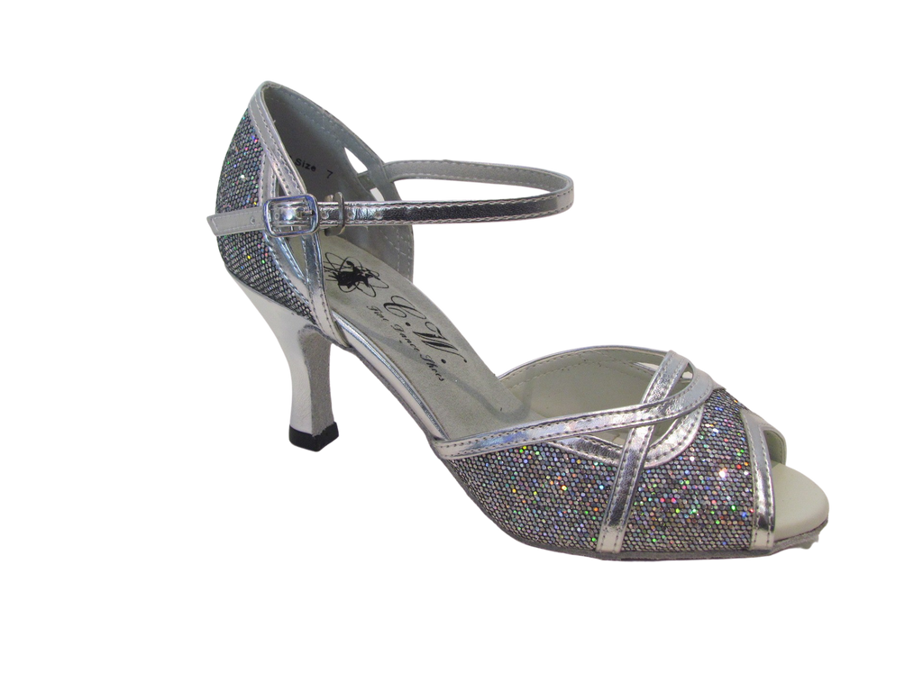 Women's Silver Sparkle Salsa/Latin Shoes - 170603