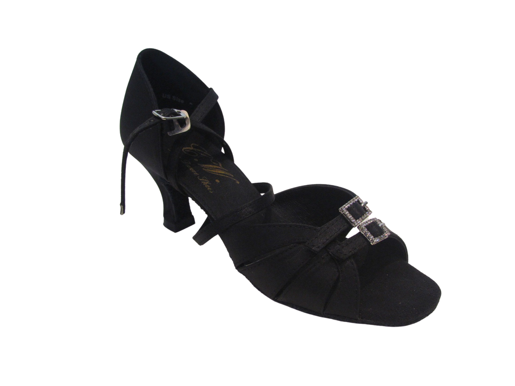 Women's Black/Tan Satin Salsa/Latin Shoes - 172402/172403