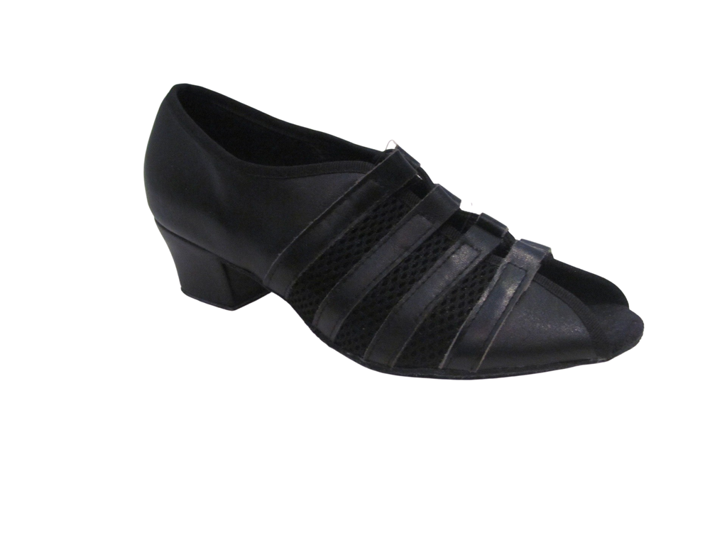 Women's Black Leather with Mesh Ballroom/Practice Shoes - 172501