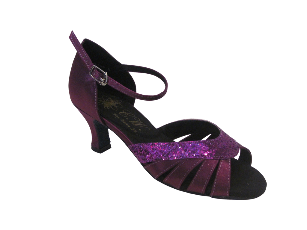 Women's Purple Satin with Glitter Salsa/Latin Shoes - 174503