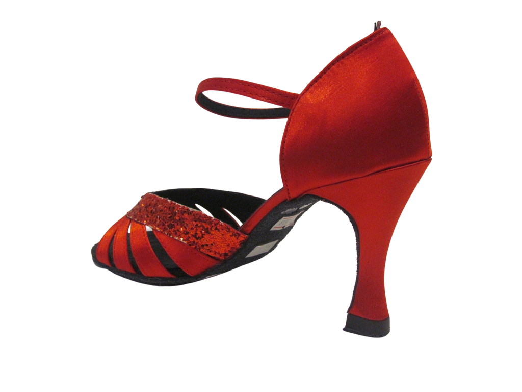 Women's Red Satin with Sparkle Salsa/Latin Shoes - 174508