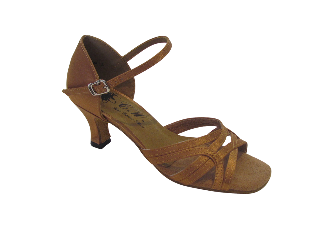 Women's Tan Satin Salsa/Latin Shoes - 176201