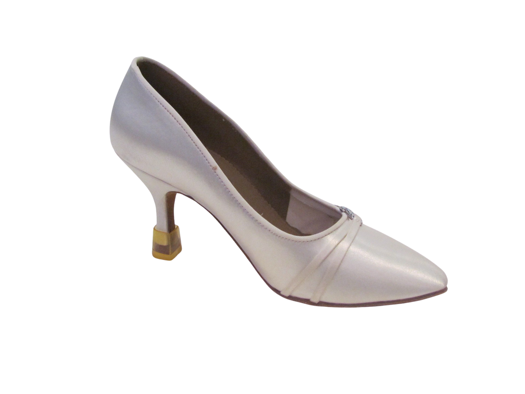 Women's White/Tan Satin Ballroom Shoes - 178