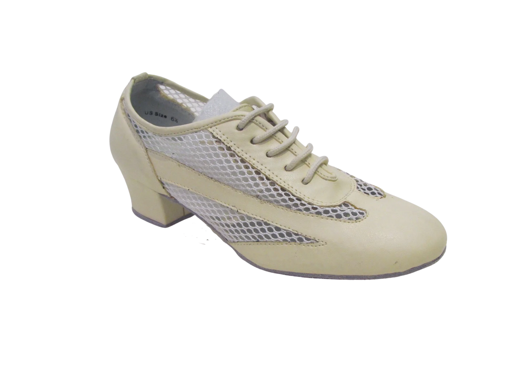 Women's Beige Mesh and Leather Practice Shoes - 200902
