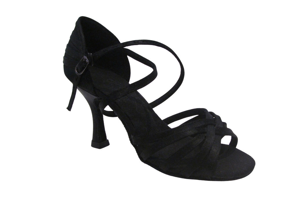Women's Black Satin Salsa/Latin Shoes - 2324