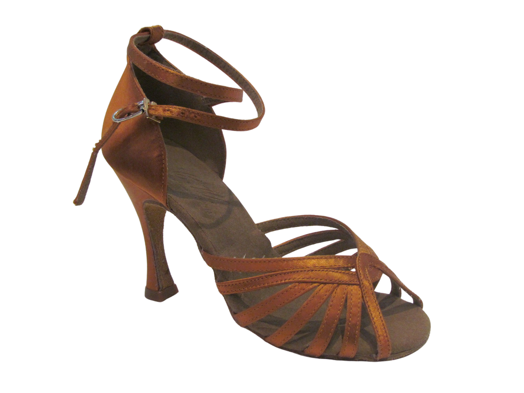 Women's Deep Tan Satin Salsa/Latin Shoes - 2339