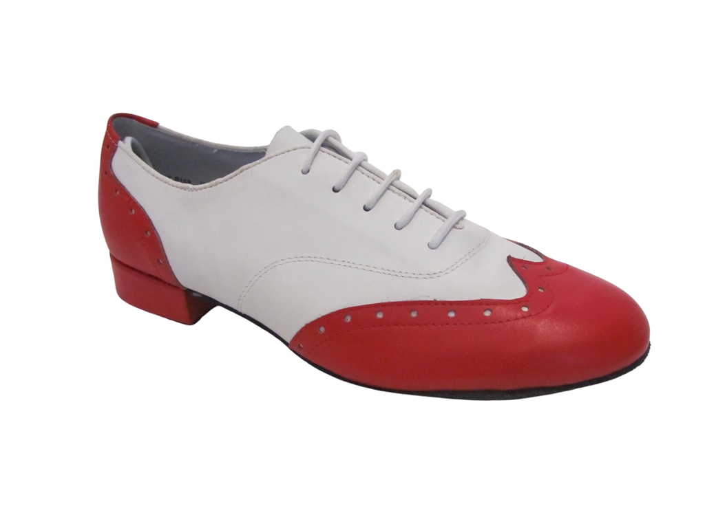 Men's Red and White Leather Standard Shoes - 251302