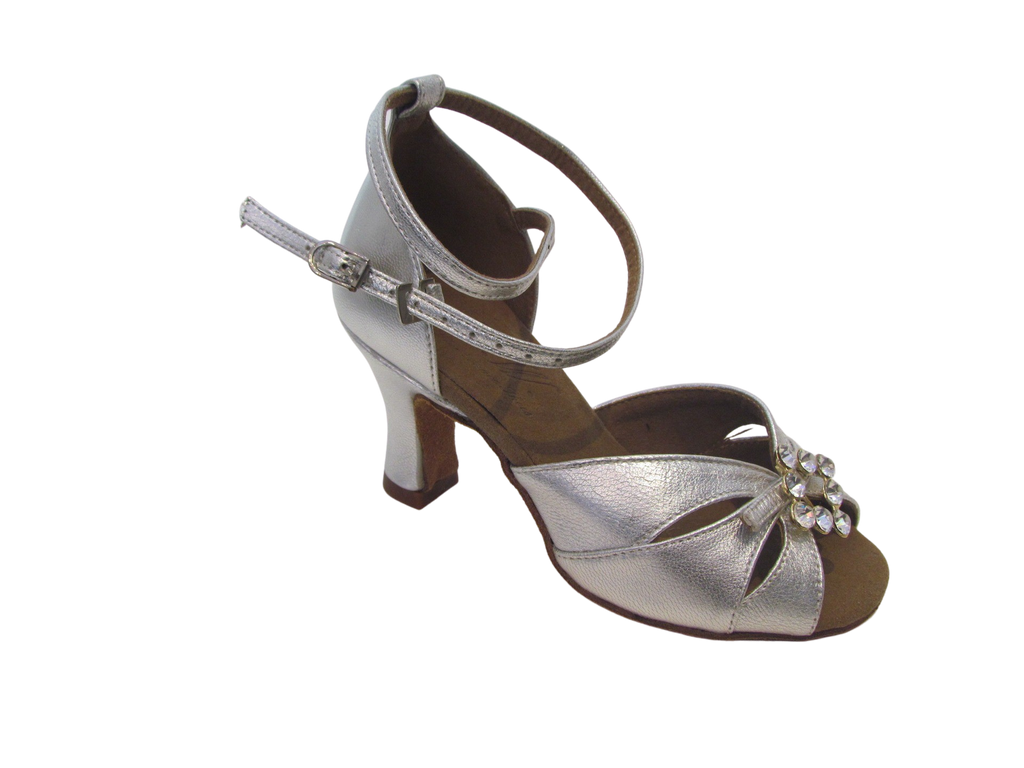 Women's Silver Leather Salsa/Latin Shoes - 258-Silver