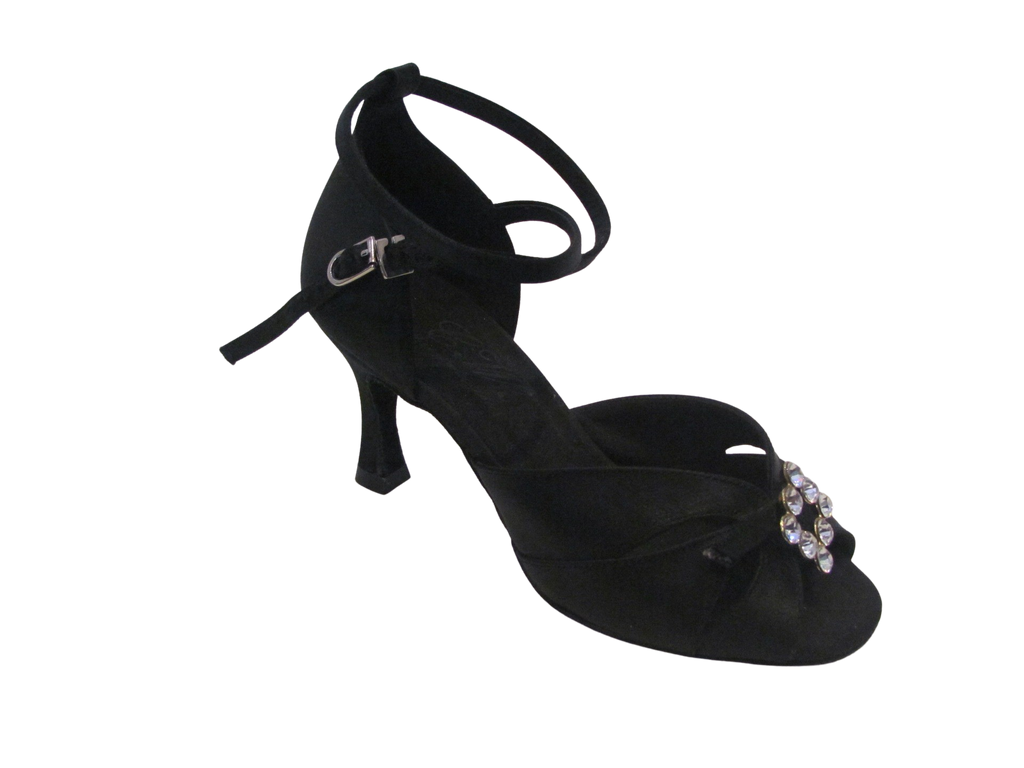 Women's Black Satin Salsa/Latin Shoes - 258 Black