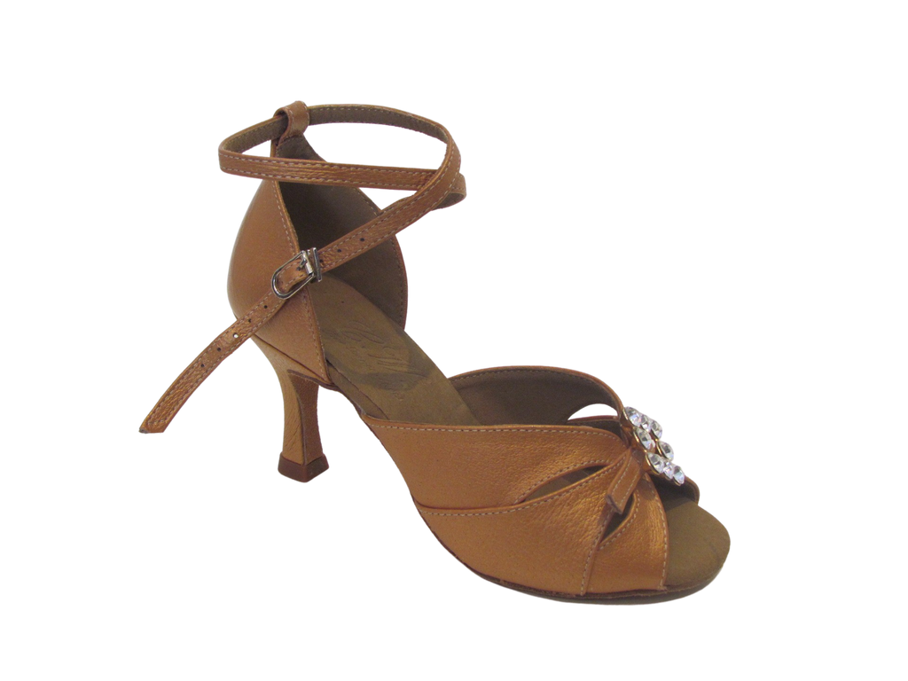 Women's Deep Tan Leather Salsa/Latin Shoes - 258 Tan