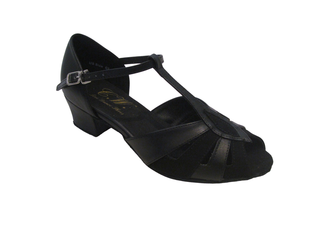 Women's Black PU & Velvet Salsa/Latin Shoes - 270202